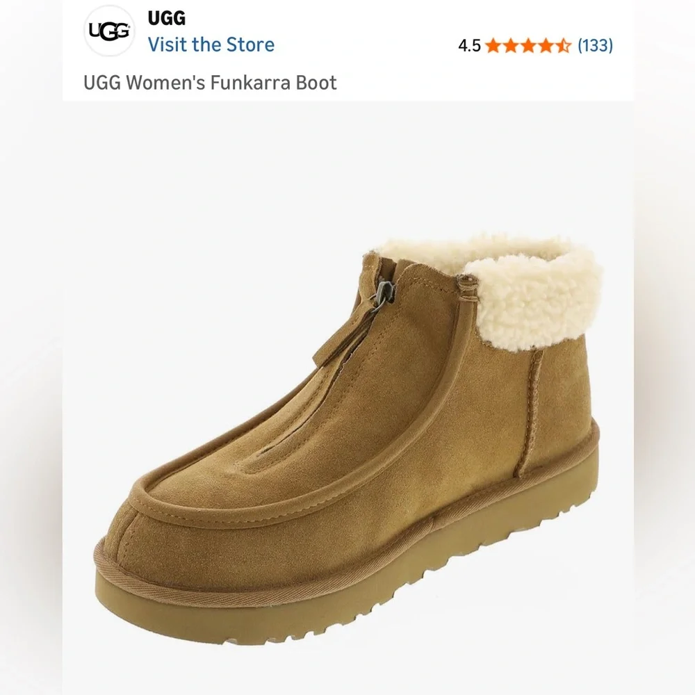 UGG Funkarra Slipper Shoe / Ankle Boots - Chestnut with Natural Shearling - Picture 6 of 7